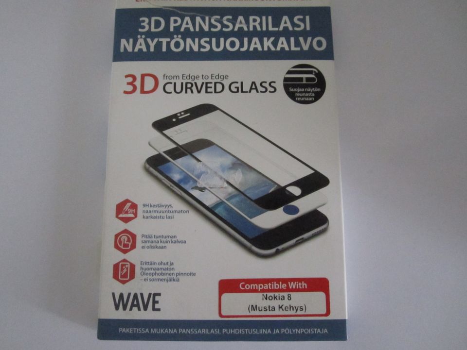 Uusi 3D Panssarilasi NOKIA 8 Puhelimeen