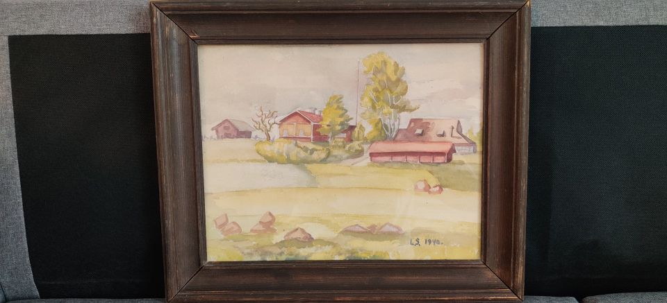 L.S. Signeerattu Akvarellimaalaus Vuodelta 1940