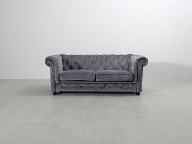Burhens Chesterfield 3-istuttava sohva harmaa
