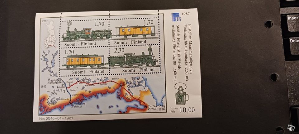Postimerkit Finlandia 88, postin kulj. rautateitse