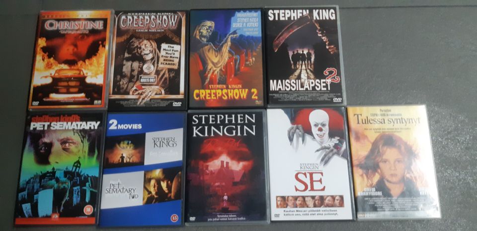DVD kauhuelokuvia 9 kpl Stephen King