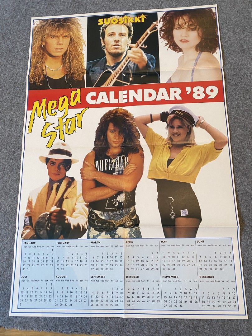 Mega star calendar 1989 ja Beach Calender 2001