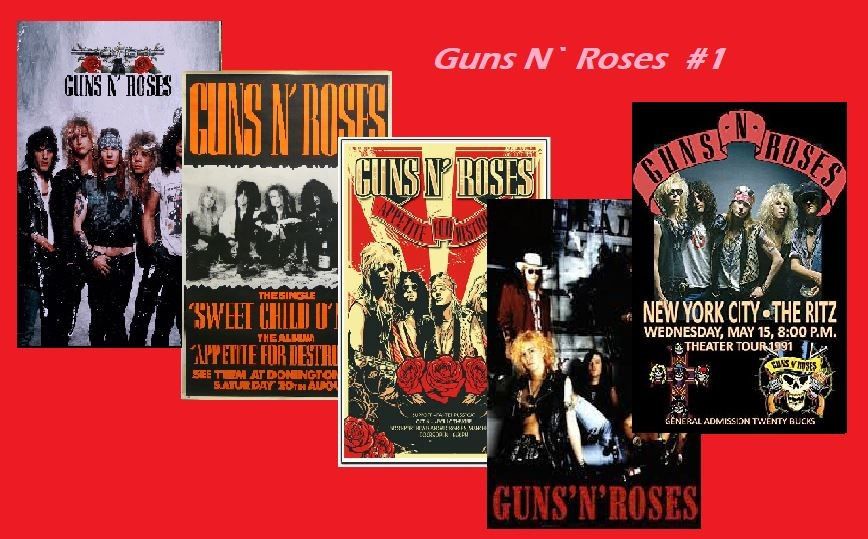 GUNS N` ROSES - julistesetti 5kpl x A4 koko