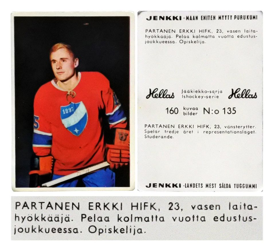 Erkki Partanen HIFK Keräilykortti 1965 - Ilmainen Toimitus