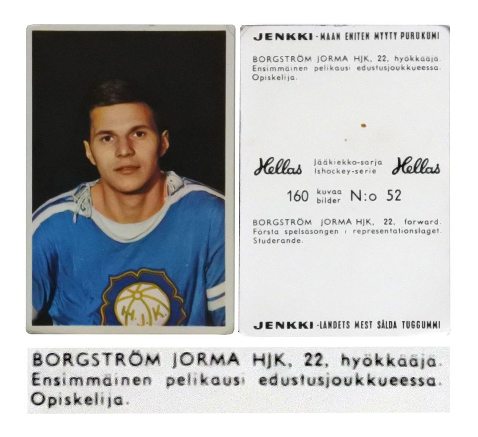 Jorma Borgström HJK Keräilykortti 1965 - Ilmainen Toimitus