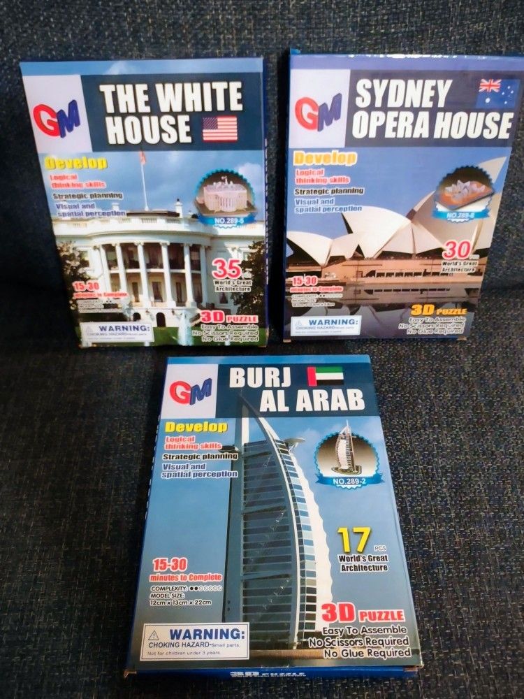 3D palapelit:White House,Sydney Opera,BurjAl Arab