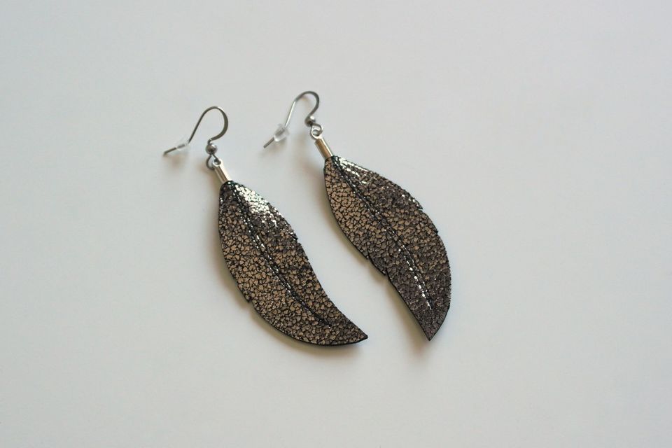 My Favorite Piece Leather Feather Earrings mini