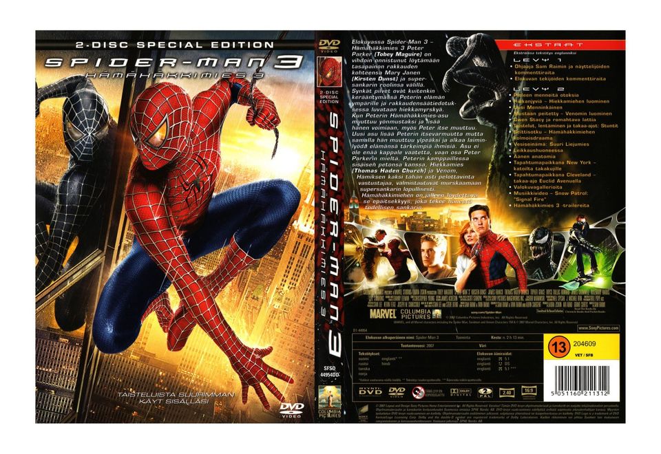 Spider-Man 3 - Hämähäkkimies 3 2DVD (2007) - Ilmainen Toimitus