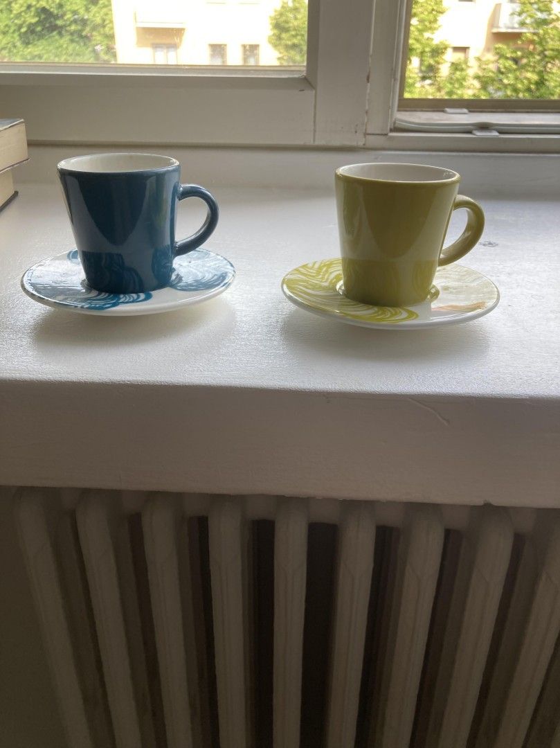 Iittala Graphics Espressokupit, sininen&keltainen