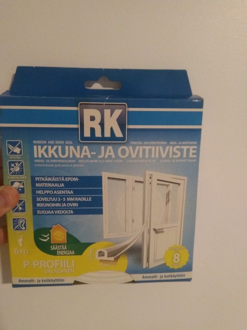 Ikkuna- ja ovitiiviste RK P-profiili valkoinen 6m