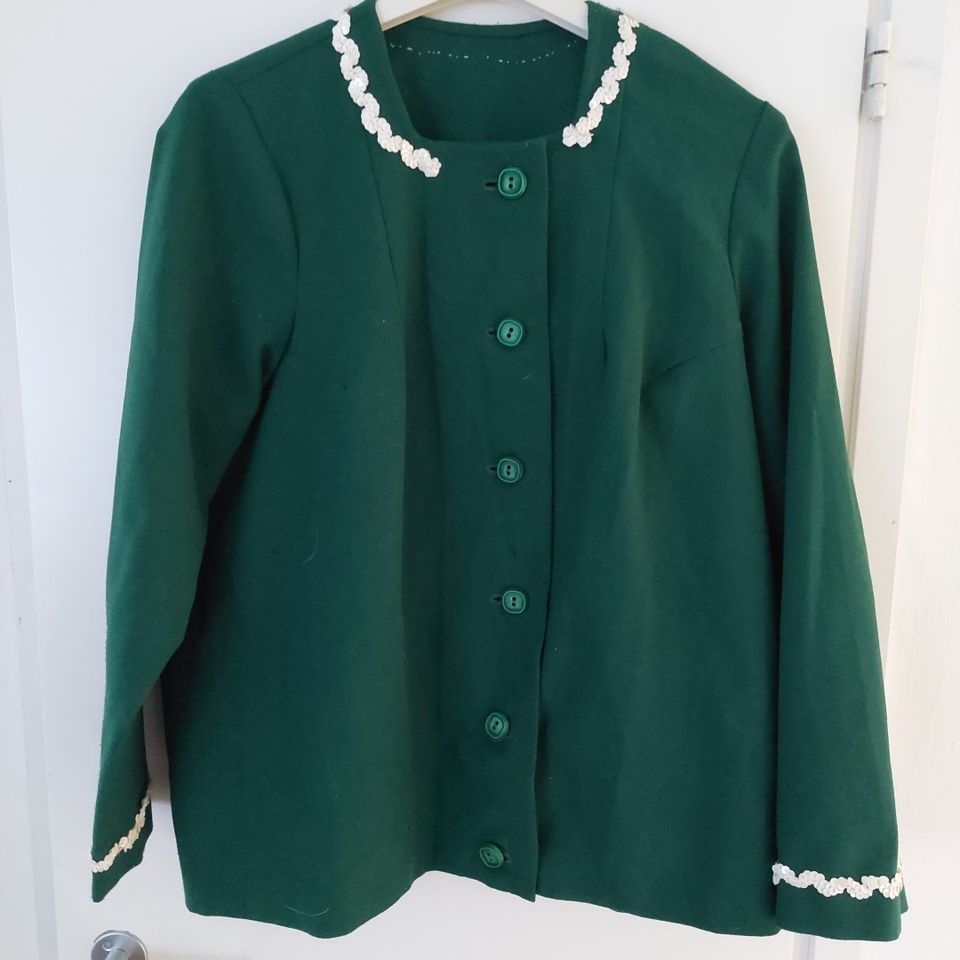 VINTAGE, Kaunis vihreä jakku paljetein XL