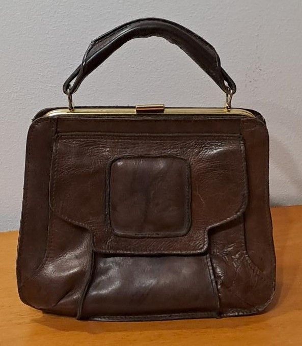 Nahkainen käsilaukku, vintage, valmistaja NorthBag