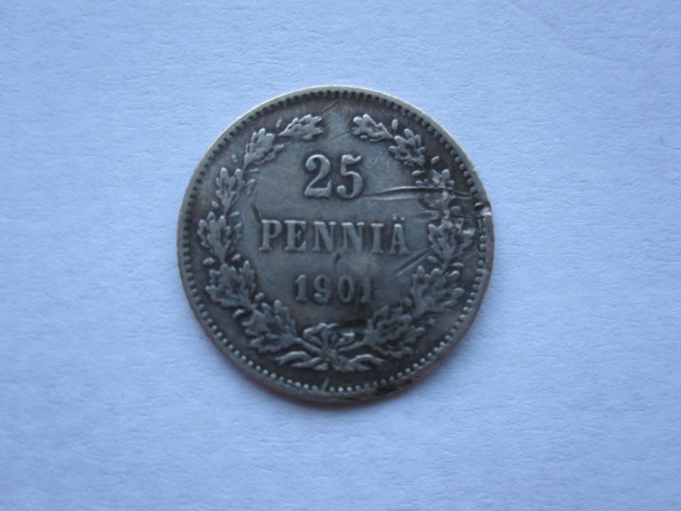 Suomalainen 25 pennin kolikko v. 1901