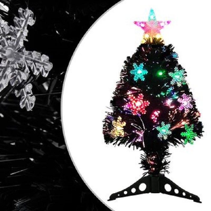 VidaXL Joulukuusi LED-lumihiutaleilla musta 64 cm