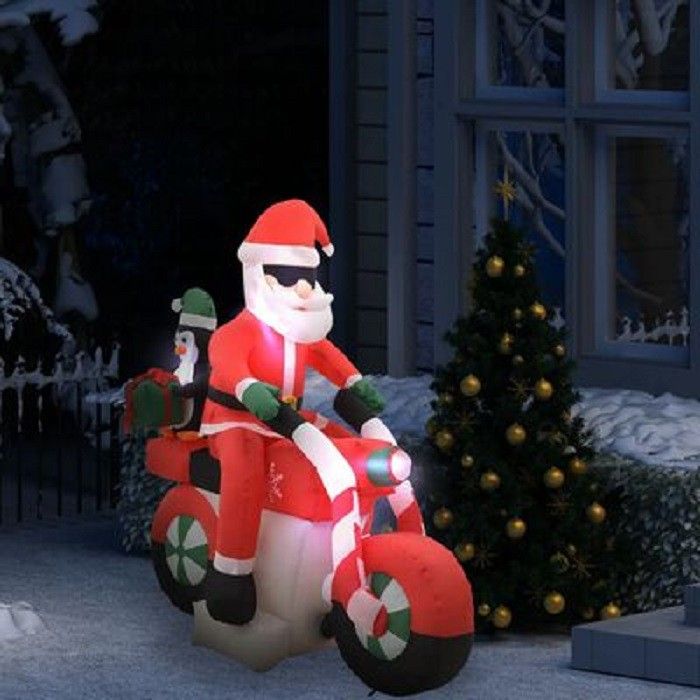 VidaXL Ilmatäytteinen joulupukki moottoripyörällä