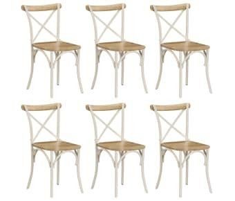VidaXL Ristiselkäiset tuolit 6 kpl valkoinen278772