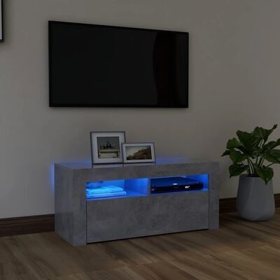 VidaXL TV-taso LED-valoilla betoninharmaa 90x35x40