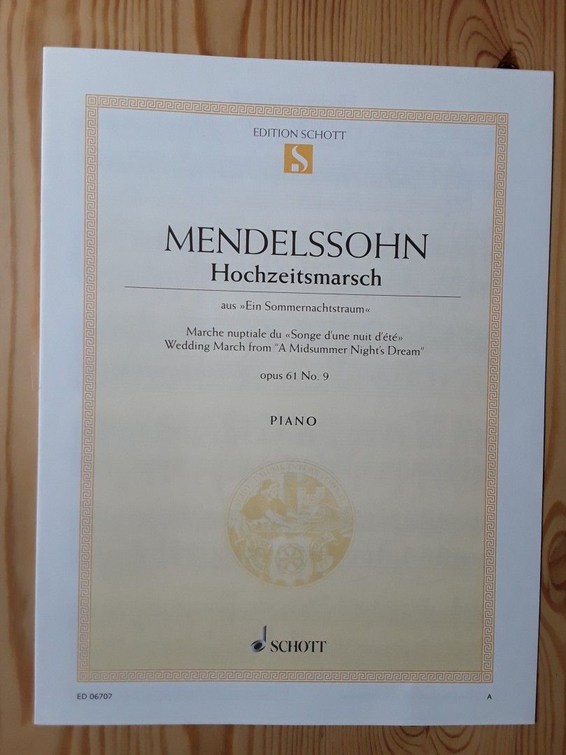 Nuotti: Mendelssohn: Hochzeitsmarsch, piano