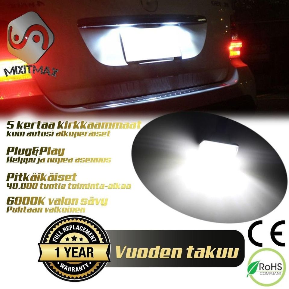 Mazda LED Rekkarivalot ; Luksusvalkoinen (2kpl)