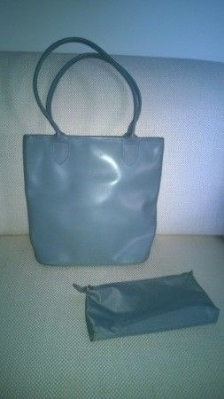 Longchamp vaal.sininen laukku+pussukka, nahkaa