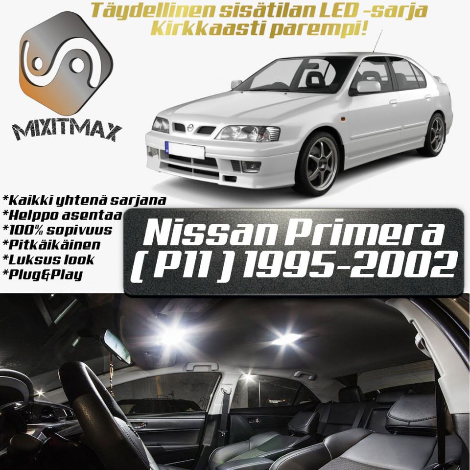 Nissan Primera (P11) Sisätilan LED -sarja ; 9 osaa