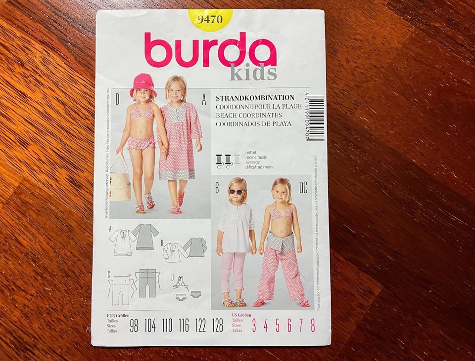Burda Kids 9470: Asusetti tytölle *Valmiskaavat