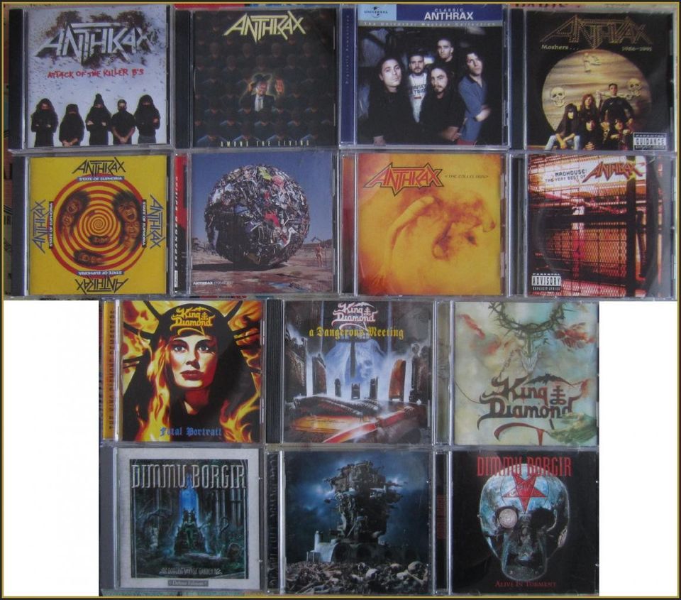 Anthrax, Dimmu Borgir & King Diamond cd:eitä