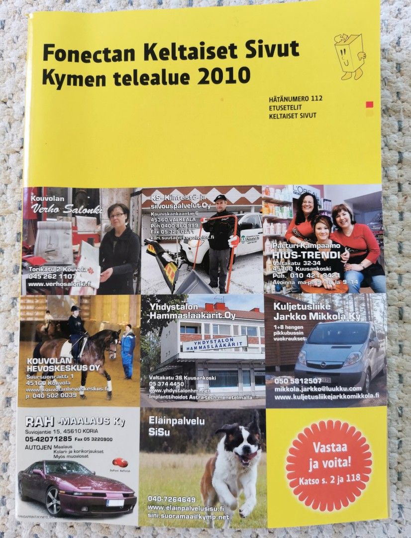 Keltaiset Sivut Kymen telealue 2010