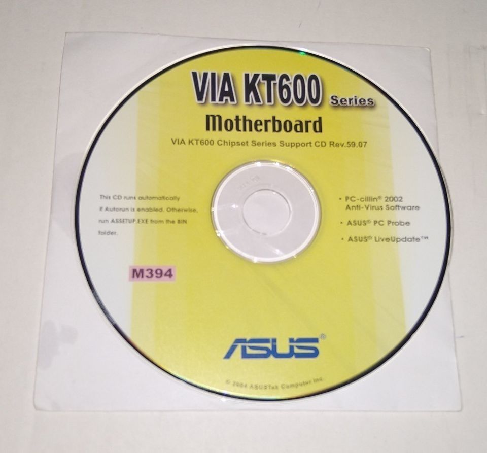 Alkuperäinen VIA KT 600 series motherboard CD M394