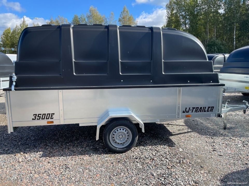 JJ-TRAILER 3500 E 50 lava 350x150, laitakork 50 cm ja kuomu +100cm, peräkärry