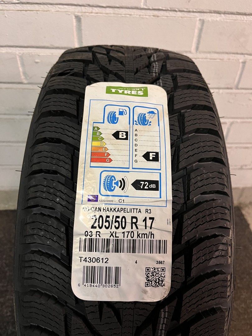 205/50R17 Nokian Hakkapeliitta R3 uudet kitkat