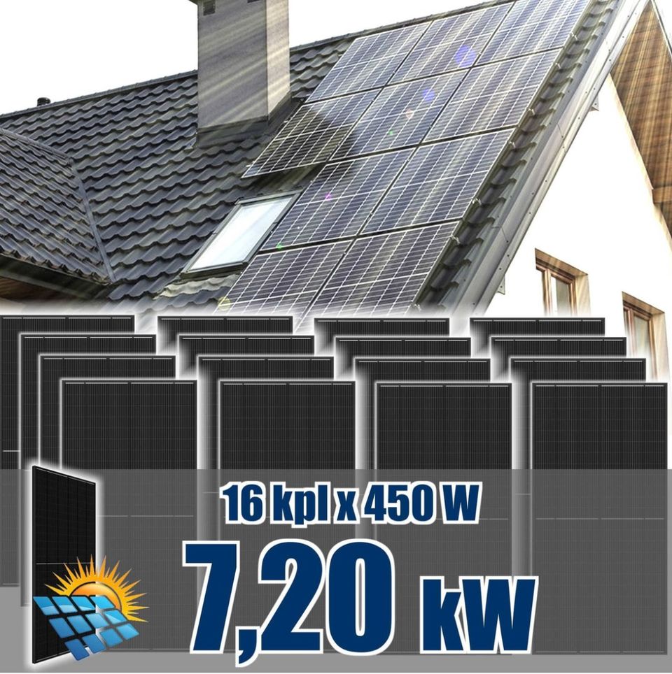 AURINKOPANEELI 450W/7,2kW Mono Black HalfCut 16kpl