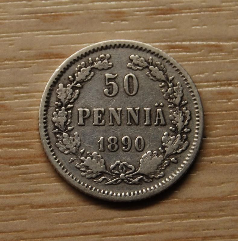 50 Penniä 1890 Hopeaa Aleksanteri III
