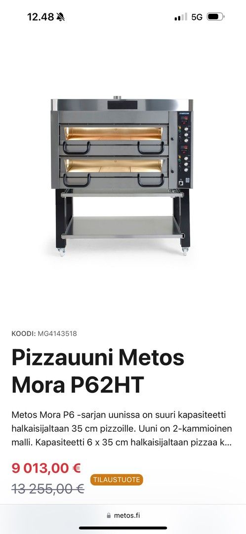 Pizzauuni Metos Mora P62HT