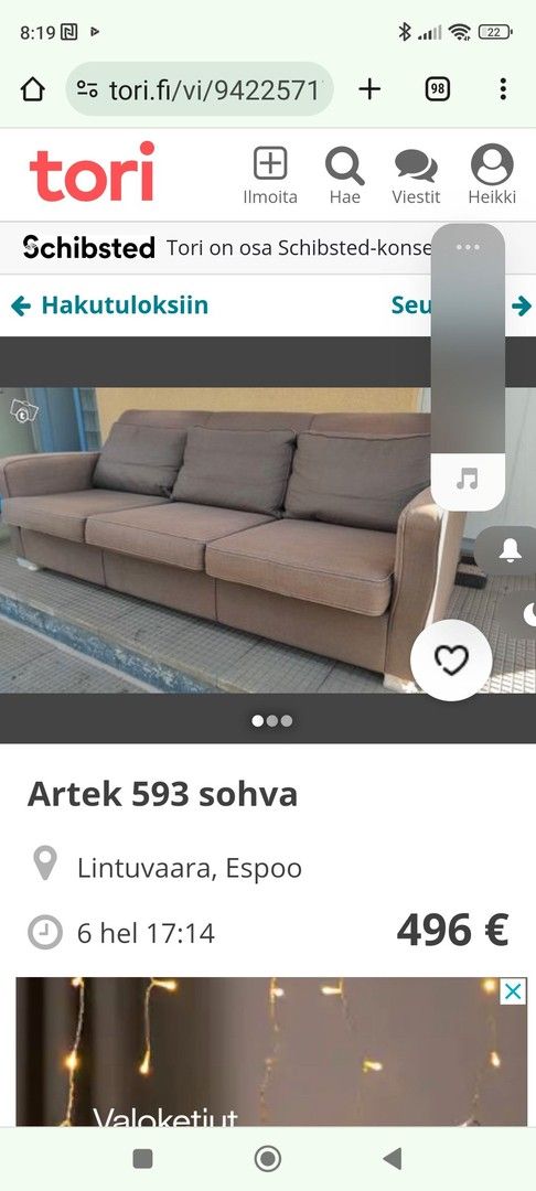 Artek sohva 593