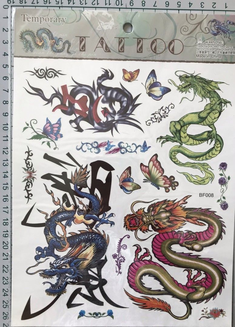 Tatuointikuviot lohikäärmeitä erilaisia 2e/arkki