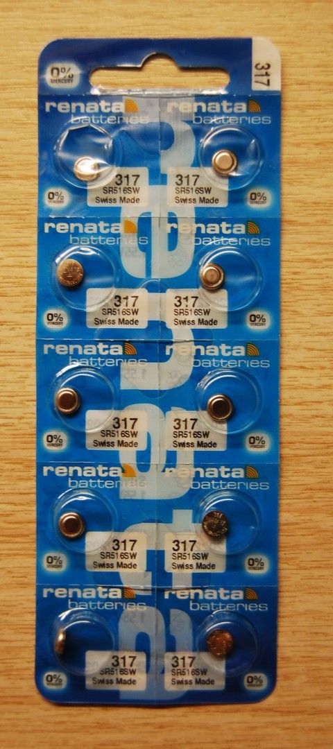 Renata 317 (SR516SW ) hopeaoksidiparisto 1,55 V