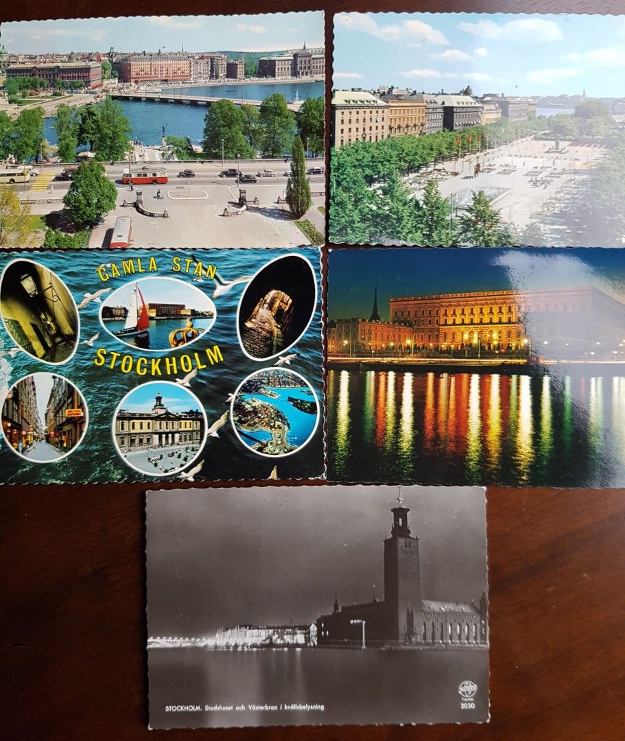 Tukholma vintage postikortit 5 kpl