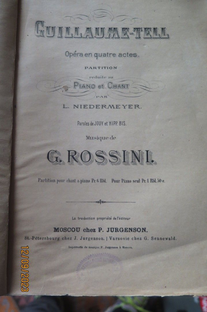 Wilhelm Tell/G. Rossini oopperan parituuri