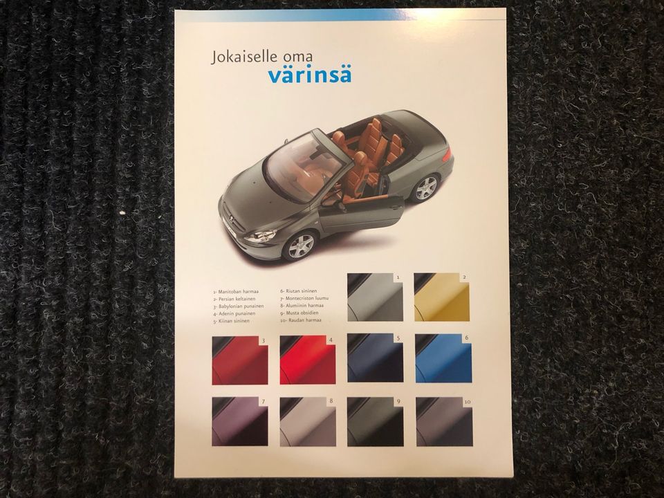 Värikartta Peugeot 307 CC 2003/2004. Esite