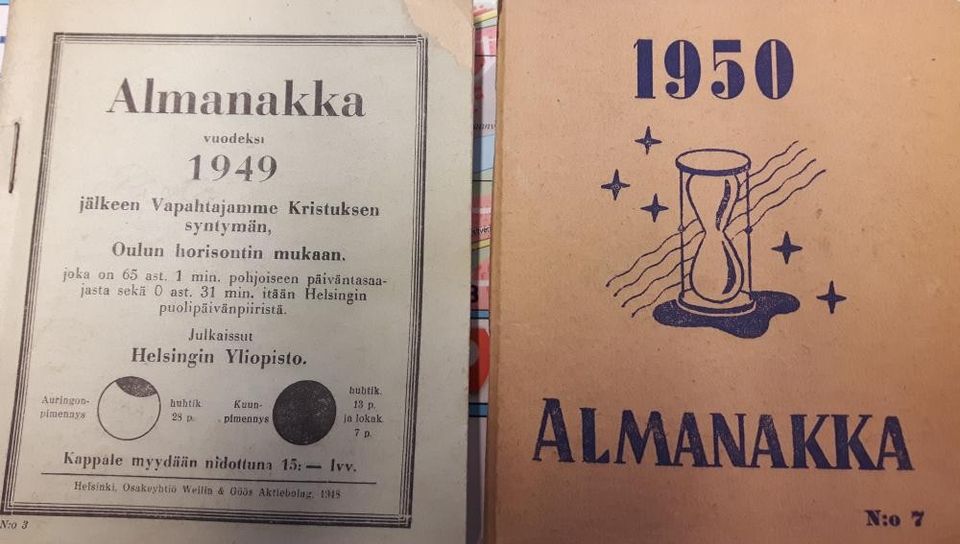 Almanakkoja 1936, 1950, 1962 ja 1979-1996