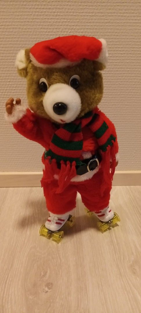 Vintage Roller Skating Santa Bear