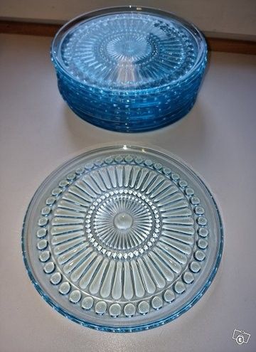 Turkoosit koristeelliset lasilautaset (9kpl)
