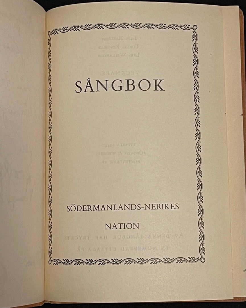 Sångbok: Södermanlands-nerikes nation 1944