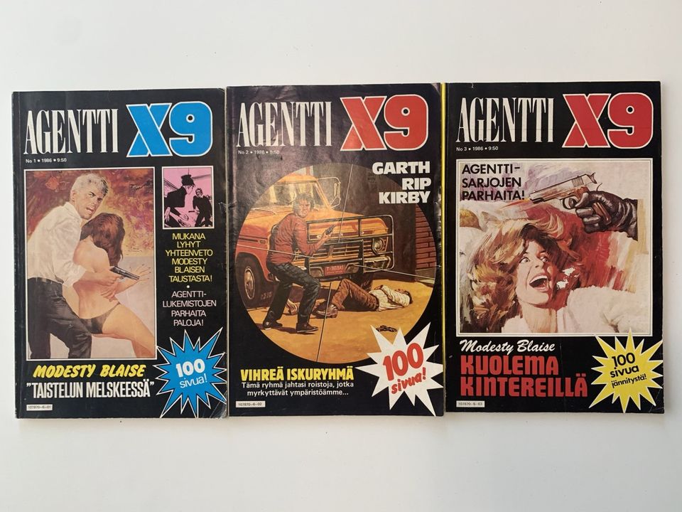 Agentti X9 lehtiä 1980-luvulta