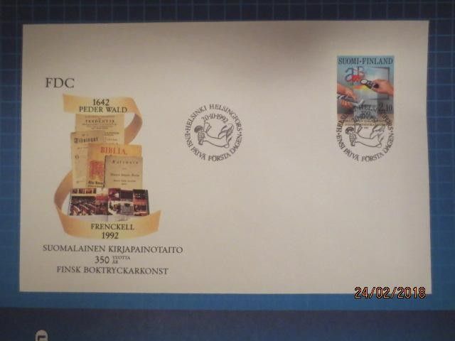 FDC Suom. kirjapainotaito 350v 1992