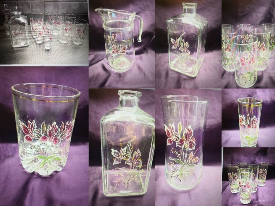 Lasisetti Italy crystal iris 1950s