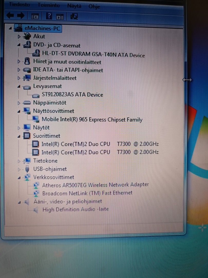 EMachine E510, Windows 7 64bit