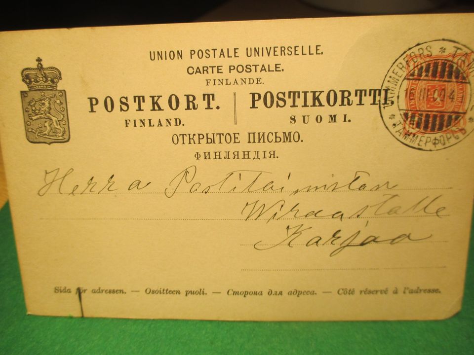 KARJAAN postitoimiston wiraastolle 1900