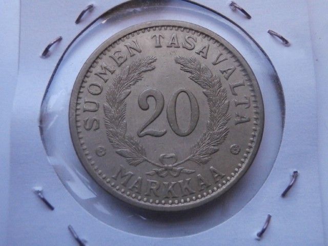 Vanha Suomen kolikko 7. Suomen markka, 20 mk 1937